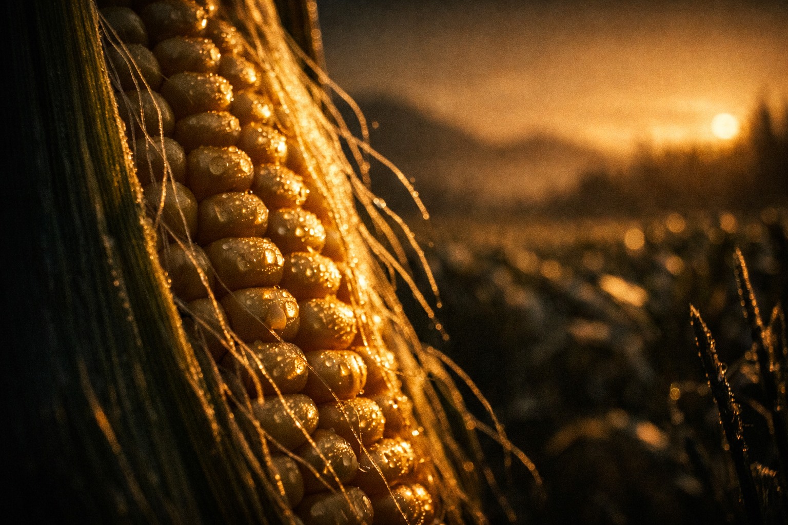 Maíz y paisaje del Soconusco al atardecer.